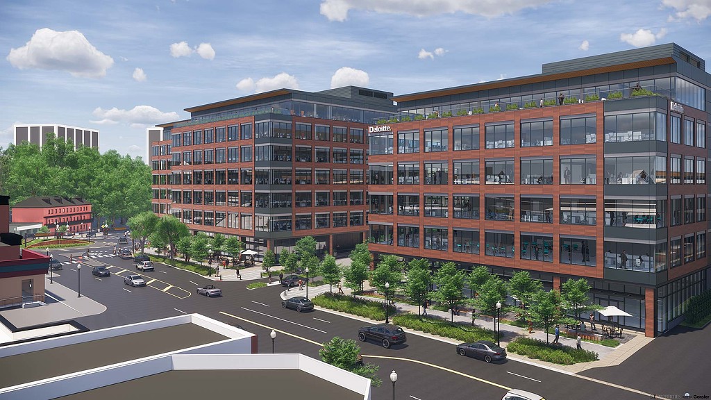 A large building with many windows.